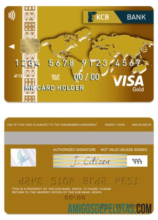 Kenya KCB Bank Visa Gold Card sample
